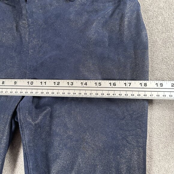 Chicos Metallic Faux Suede Navy Pull On Slim Pants Size 0.5 (Fits 6) - Picture 5 of 16